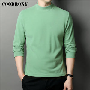 COODRONY Brand Pure Color Mock Neck Sweater Men Clothes Autumn Winter Soft Warm Dralon Velvet Fabric Knitwear Pullover Men Z1100 - Virtuosity Wear