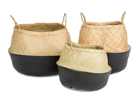 Seagrass belly baskets dipped in colour perfect for home storage | The Corner Booth
