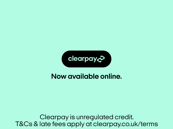 Clearpay now available online, Clearpay is unregulated credit. T&Cs & late fees apply at clearpay.co.uk/terms