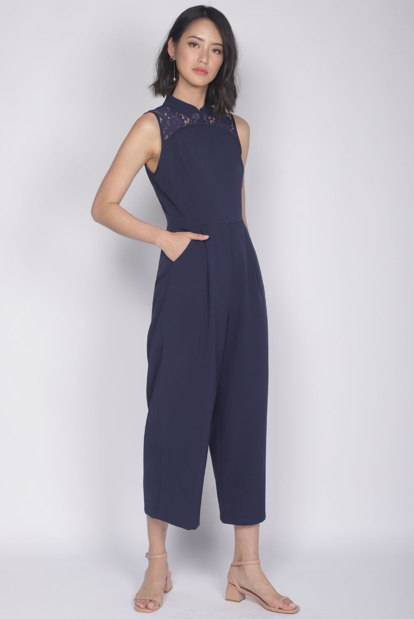 navy blue one piece pant suit