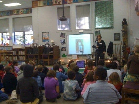 Author Donny Bailey Seagraves speaking to students at Barrow School in Athens, GA