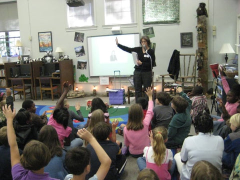 Author Donny Bailey Seagraves visiting students at Barrow Elementary School in her hometown of Athens, Georgia to talk about her book, Gone From These Woods.