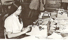 Donny Bailey Seagraves typing an article for her Athens High School paper, the Thumb Tack Tribune