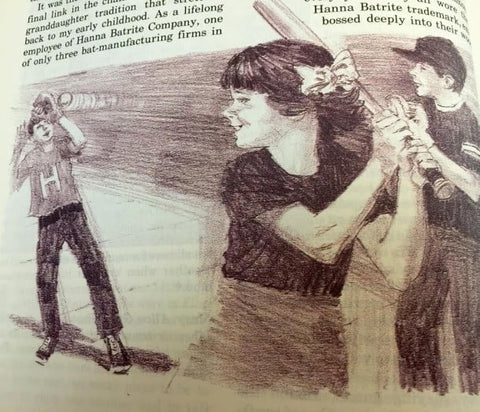 An illustration of a girl batting from Mature Living D. B. Seagraves' article.