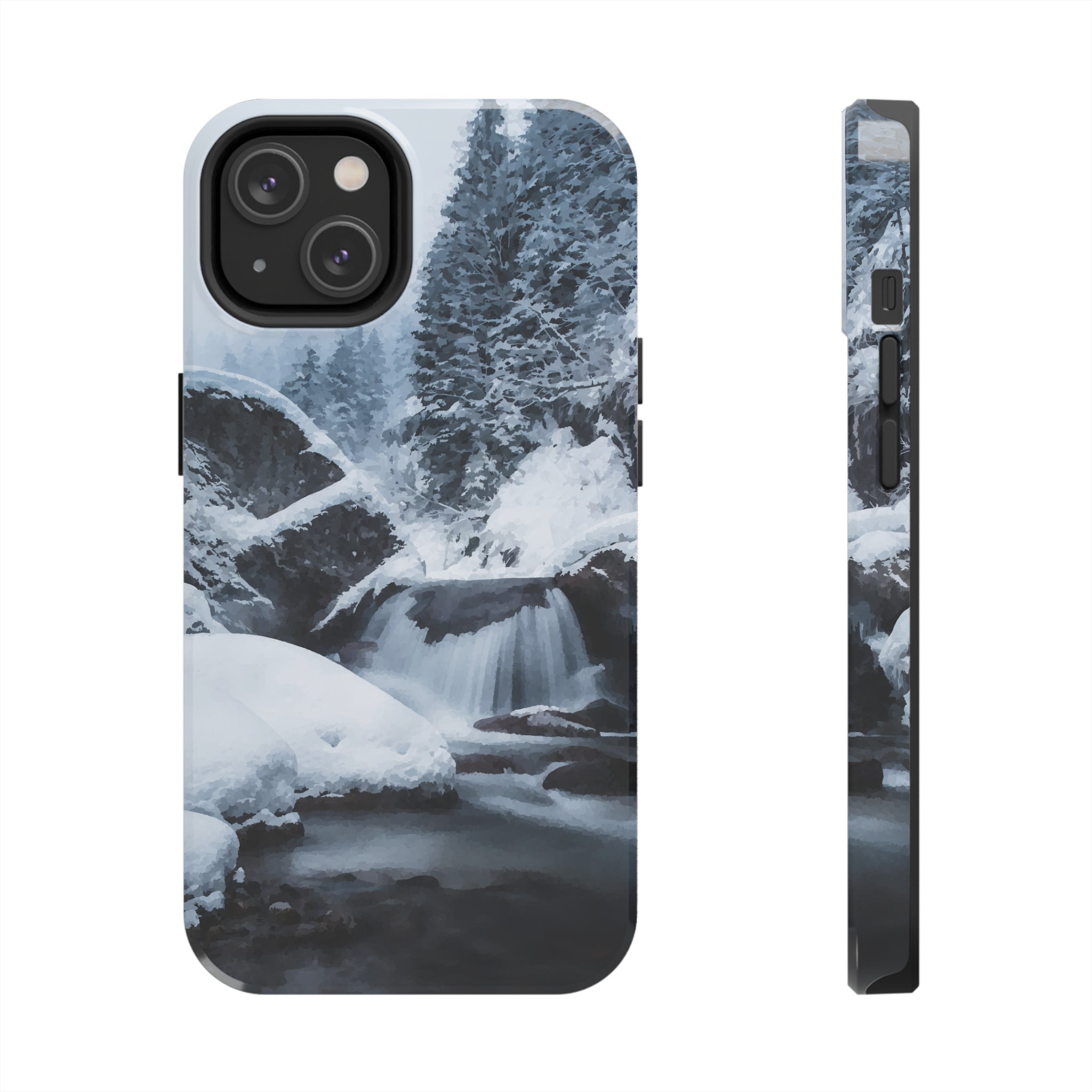 Image of Serene Winter Waterfall Phone Case