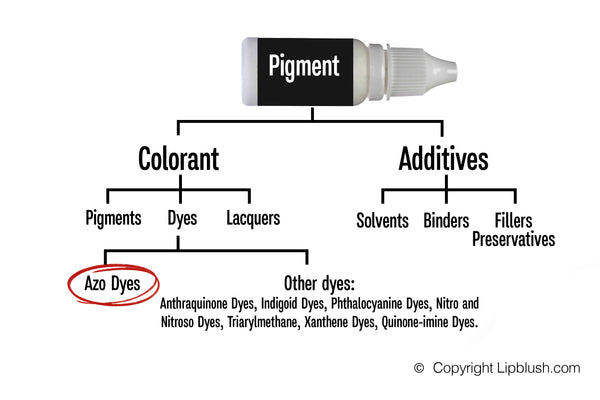A pigment bottle with its contents explained in different categories.