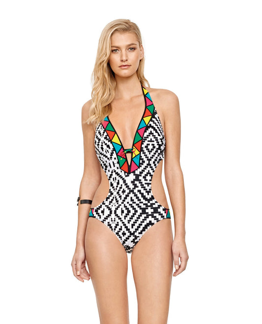 Gottex Women's Jungle Queen Plunge One Piece Swimsuit at