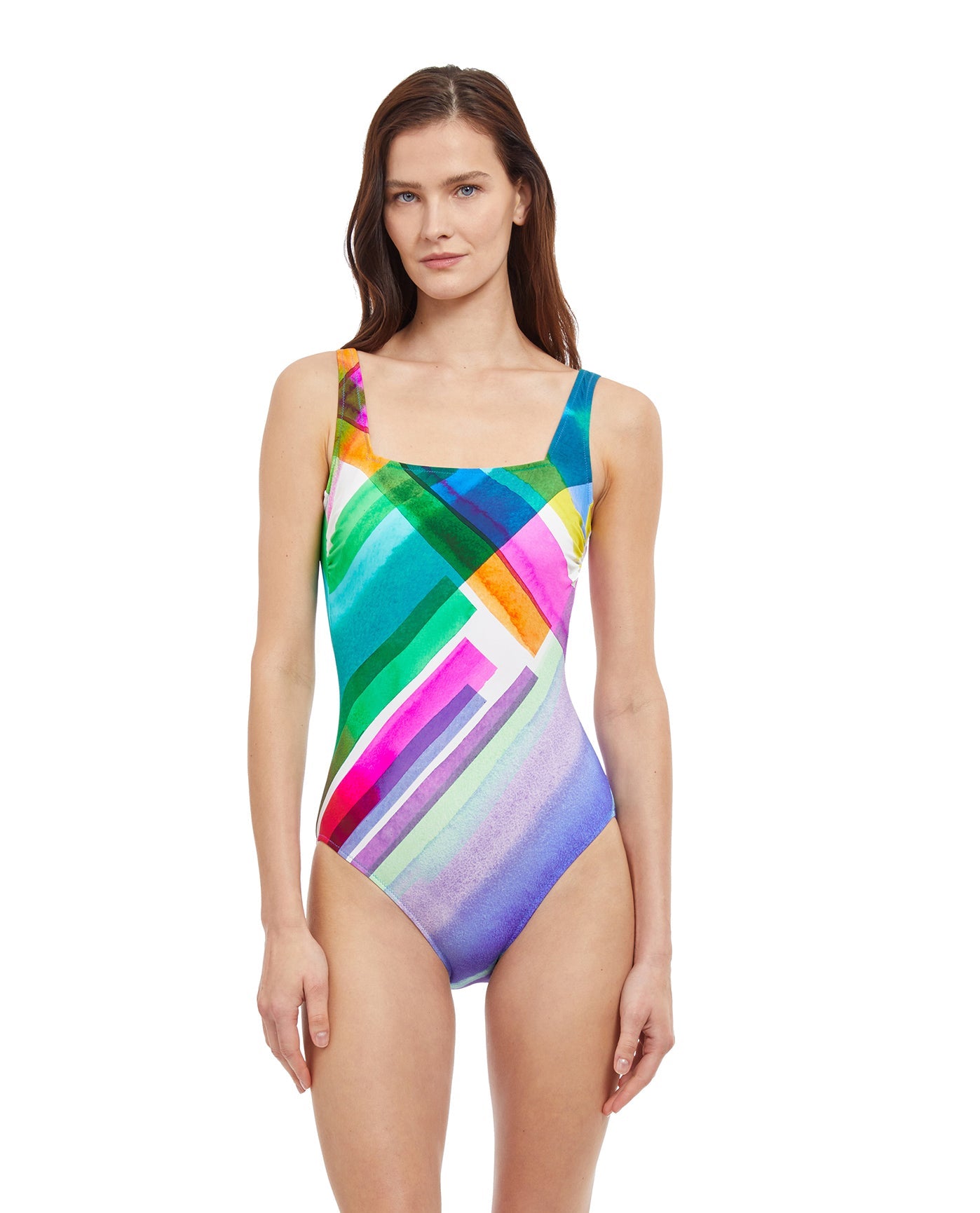 Gottex Diagonal Dreams Full Coverage Square Neck One Piece Swimsuit