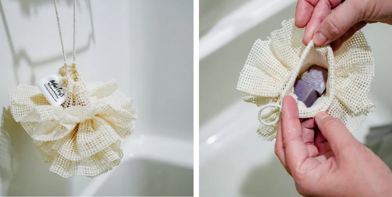soap saver organic cotton pouf