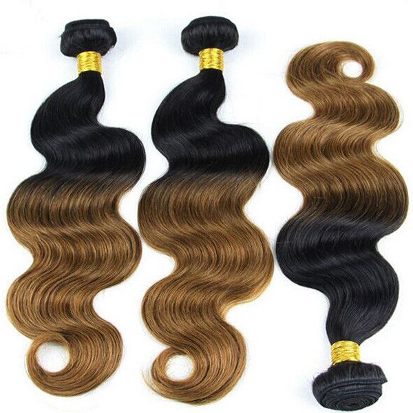 Virgin Brazilian Human Hair Weave Ombre 1b/brown Body Wave