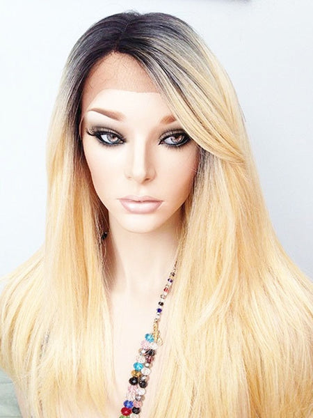 Ombre Platinum Blonde Human Hair Lace Front Wig 1B/613