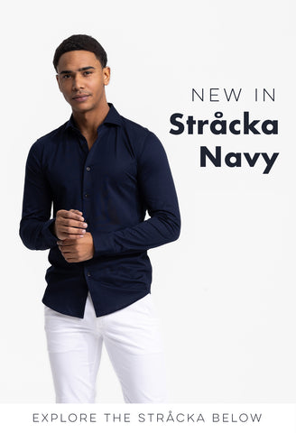Navy knitted overhemd voor heren