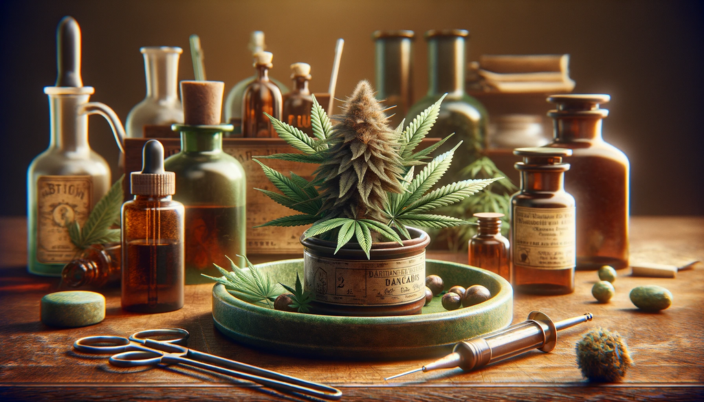 Cannabis flower surrounded by other cancer related pain management items