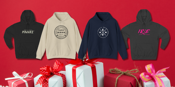 Cannabis Brand Sweaters on a Holiday Themed Background
