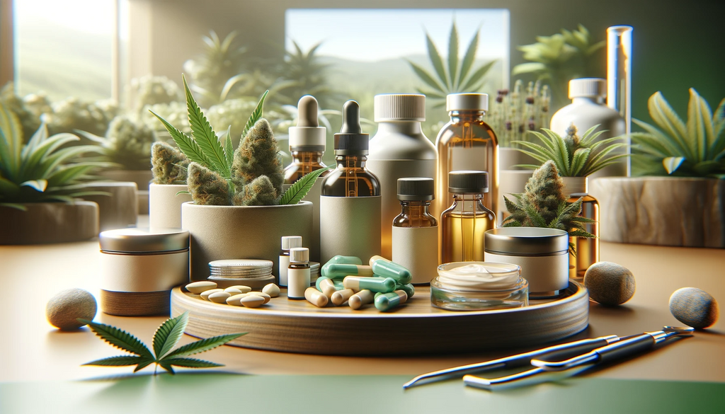 A mixed selection of medical cannabis in a therapeutic setting