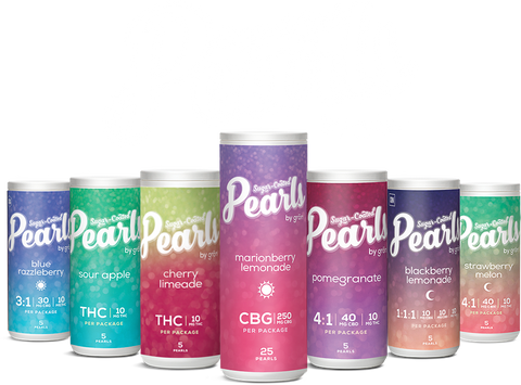 Bottles of Cannabis Edibles from Pearls by Gron