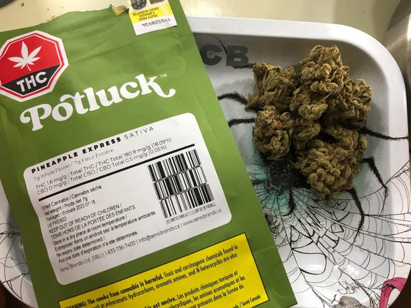 Image of the Potluck package and Cannabis Pineapple Express