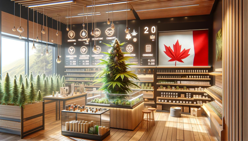 Cannabis retail shop with glow effect from the sun