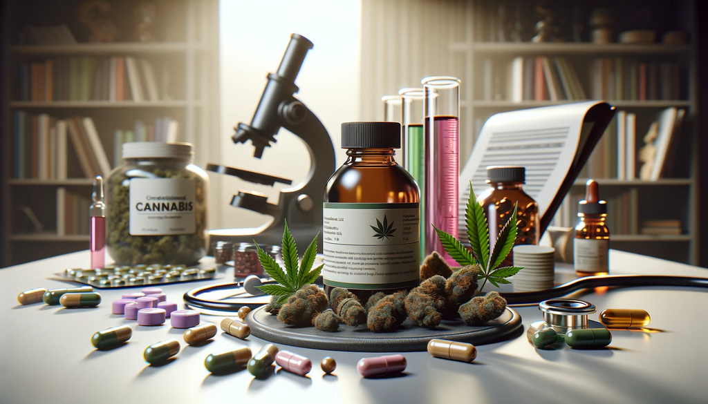 A microscope examining cannabis in a lab setting
