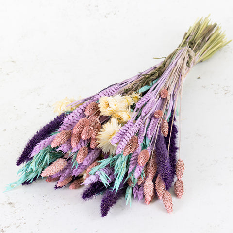 A colourful dried flower bouquet.