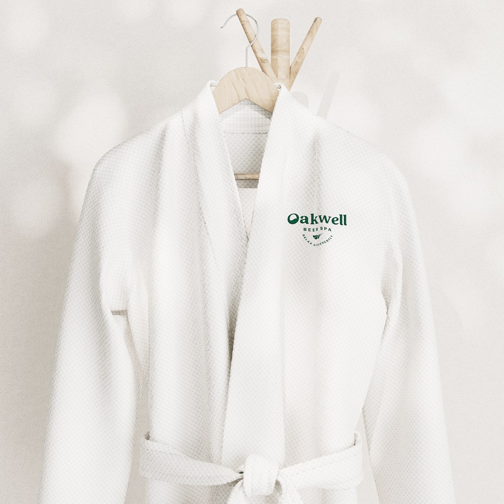 Oakwell Cosmetics white, waffle bath robe