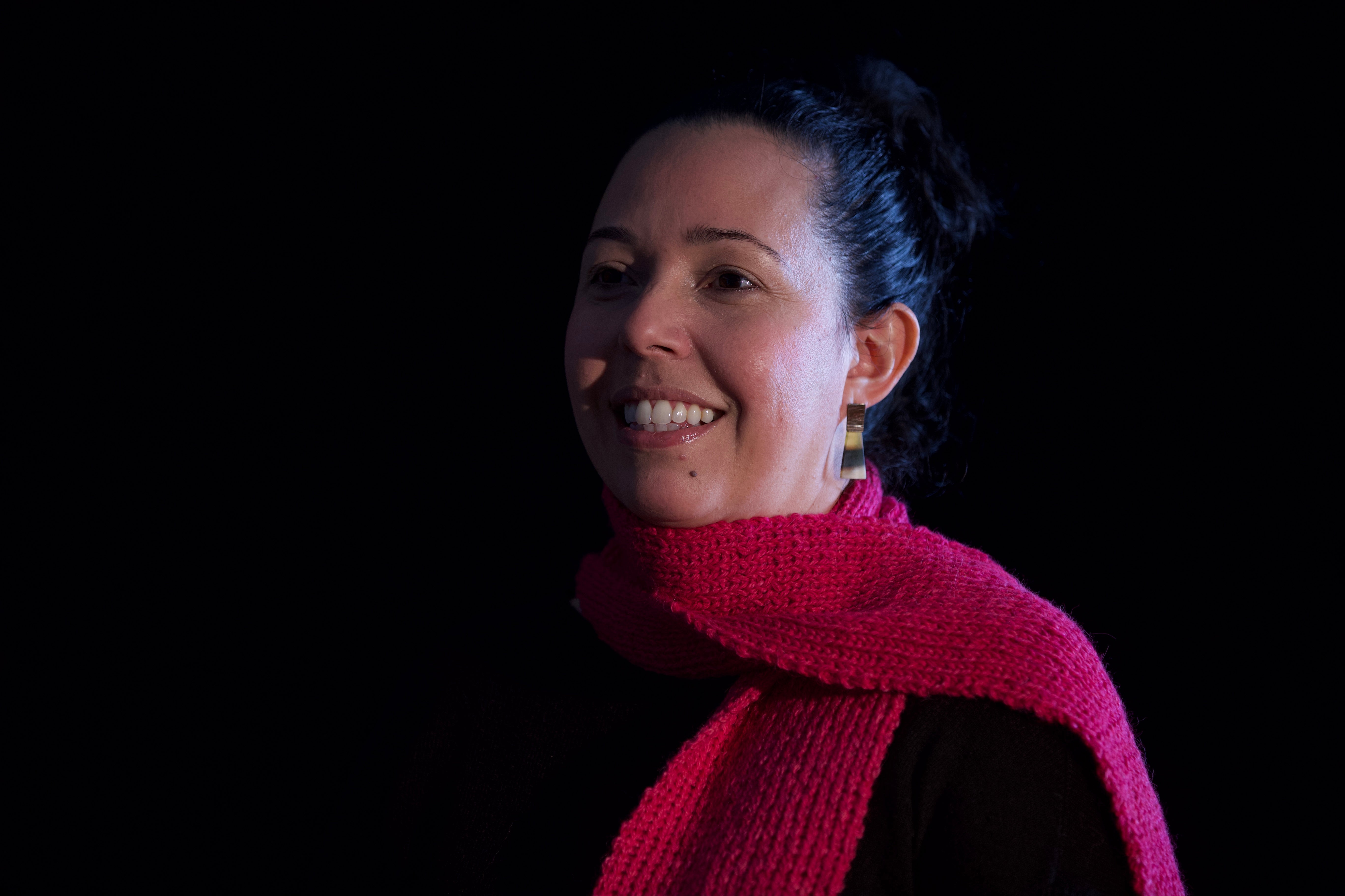 Alpaca Scarf - Dark Pink Needle Knitted (Minimalist Version)