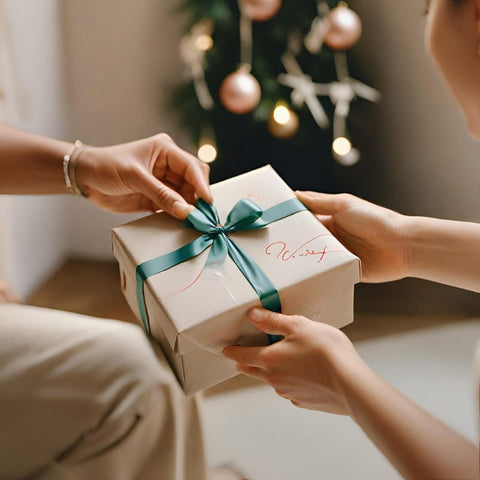 Bedeutung der Personalisierung beim Schenken von mit grünen Bändern verpackten, individuellen Geschenken