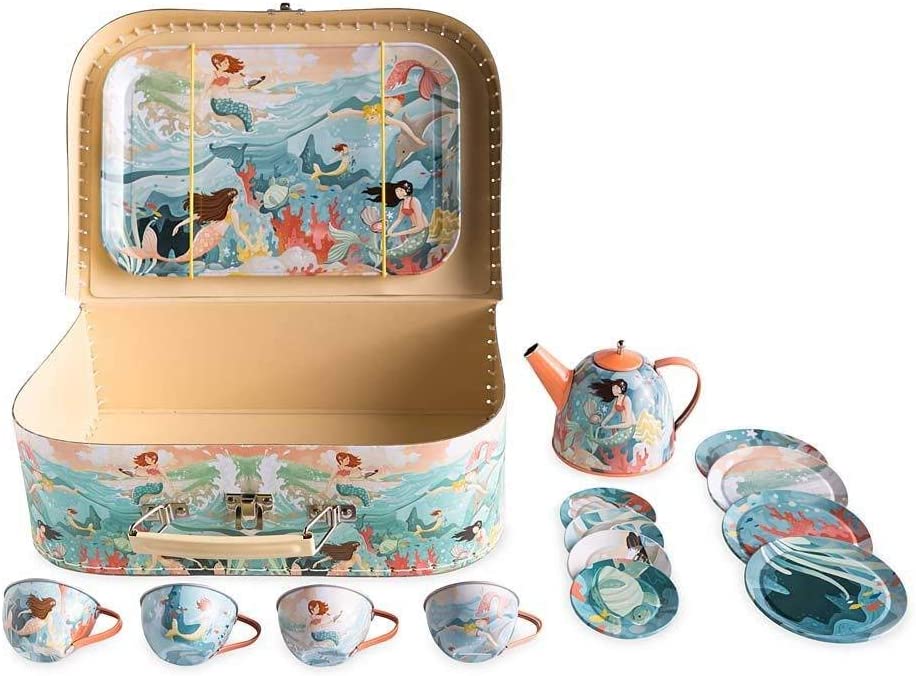 mermaid tin tea set