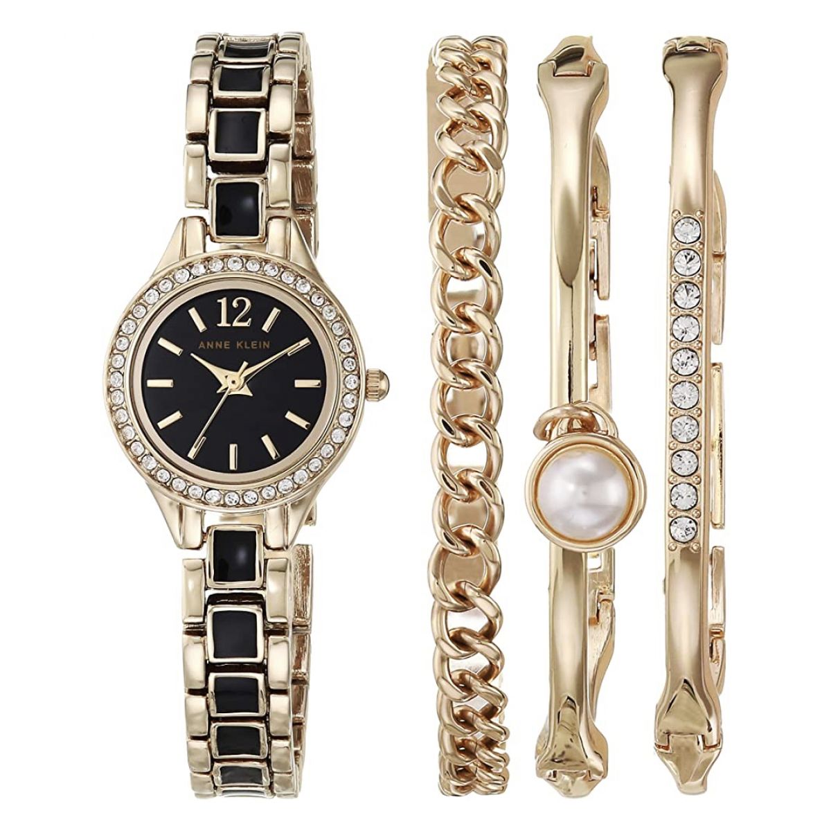 Anne Klein AK/3396BKST Dames Horloge en Armbandset 23mm 3ATM