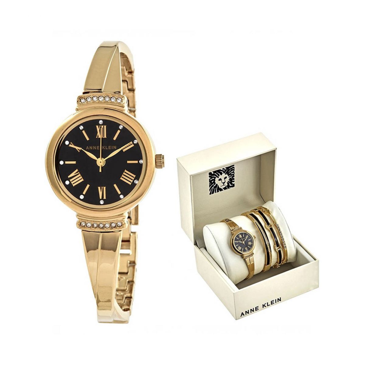 Anne Klein AK/3414BKST Dames Horloge en Armbandset 28mm 3ATM