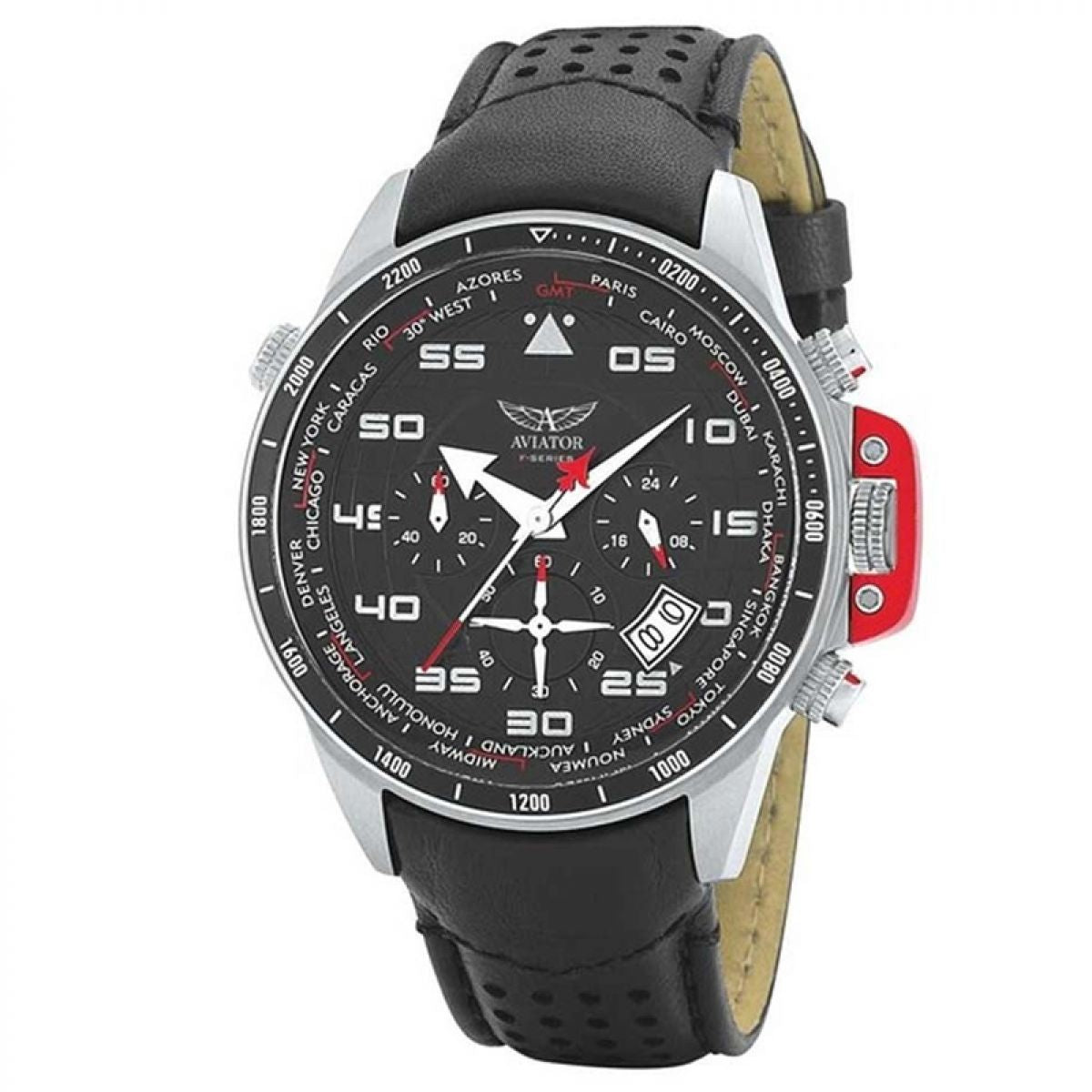 Aviator AVW1265G149 horloge heren - zwart - edelstaal