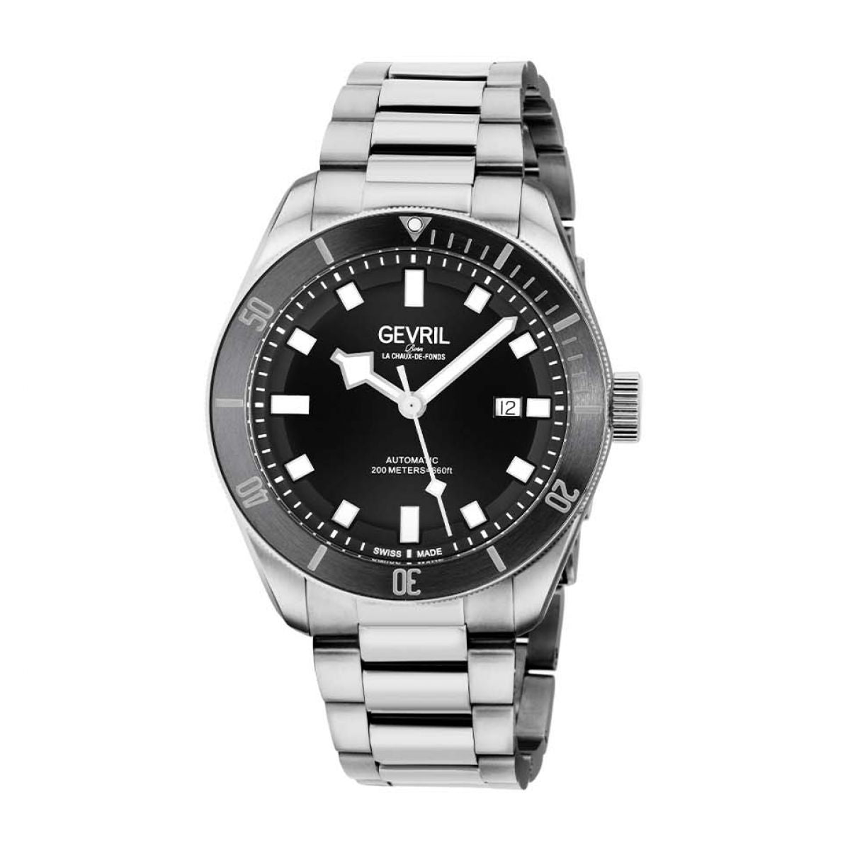 Gevril Men&apos;s Yorkville Automatic Stainless Steel Bracelet Black 48600 Heren Horloge