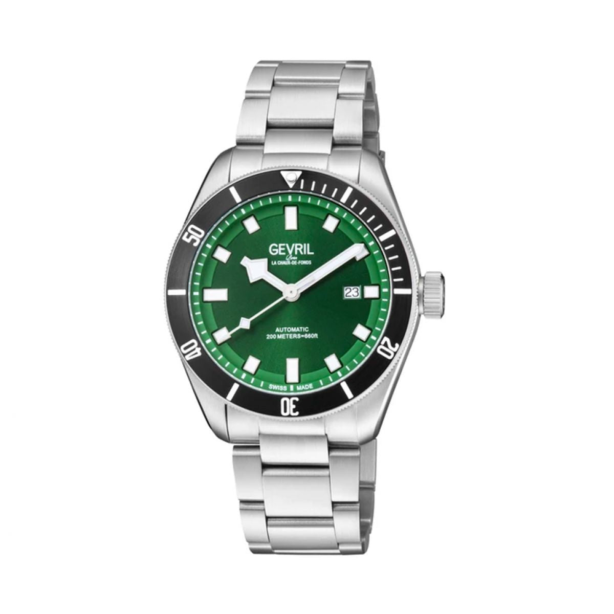 Gevril Men&apos;s Yorkville Green Dial steel Watch 48606 Heren Horloge