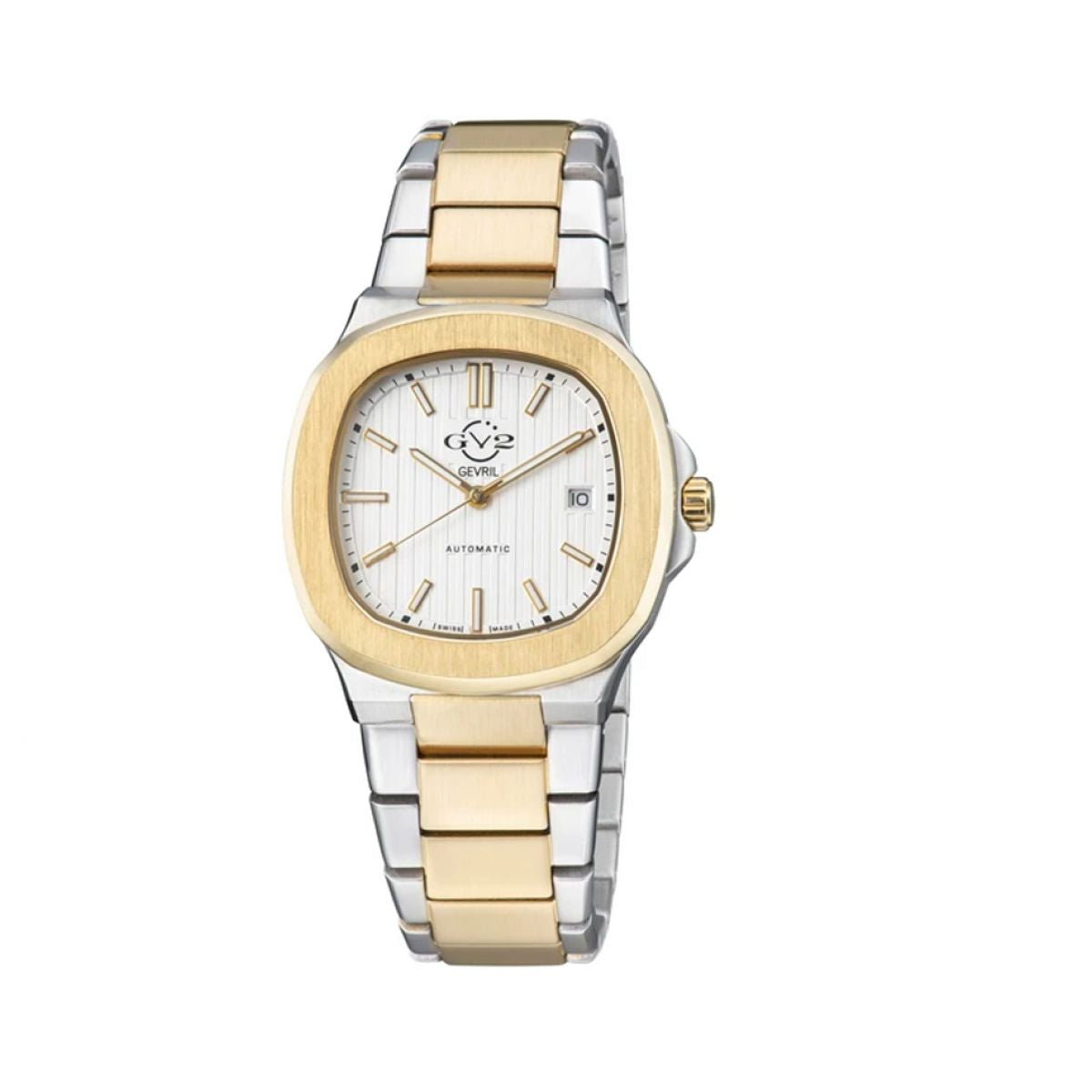 GV2 Automatic Men&apos;s Potente White Dial Two Tone Gold Bracelet Watch 18103 Heren Horloge