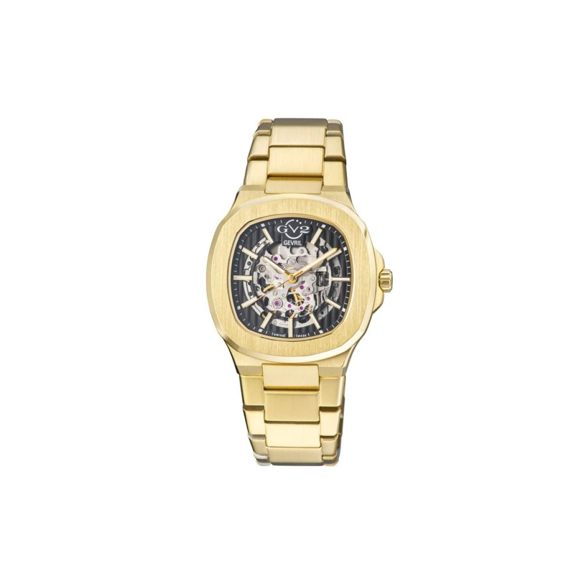 GV2 Automatic Men&apos;s Potente yellow Gold Bracelet Skeletal Watch 18115 Heren Horloge