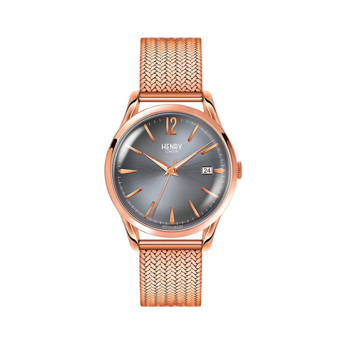 Henry London HL39-M-0118 - Horloge - Staal - Rosékleurig - Ø 39 mm