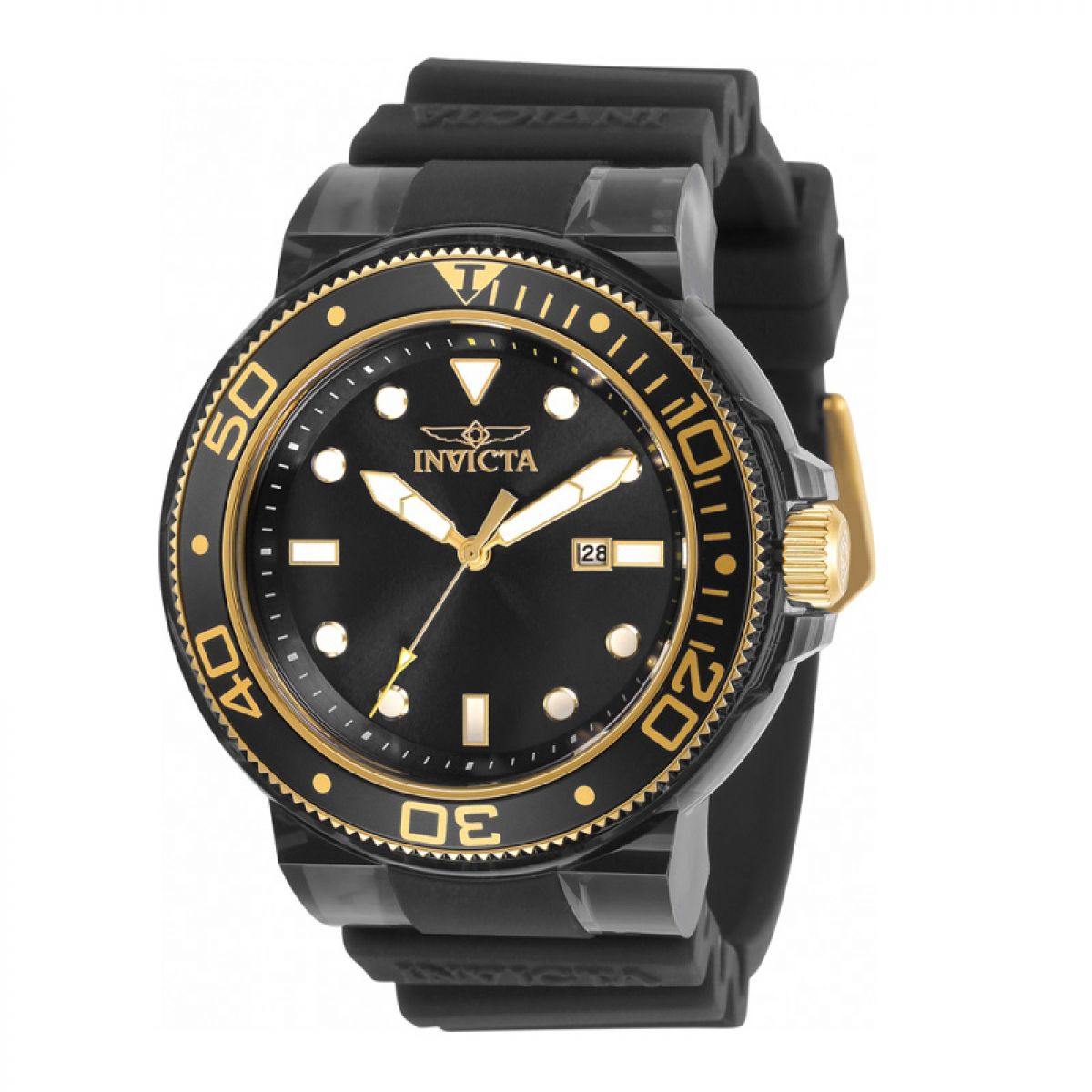 INVICTA Pro Diver Men 51.50mm Stainless Steel + Plastic + Aluminum Gold + Black Black dial PC32 Quartz