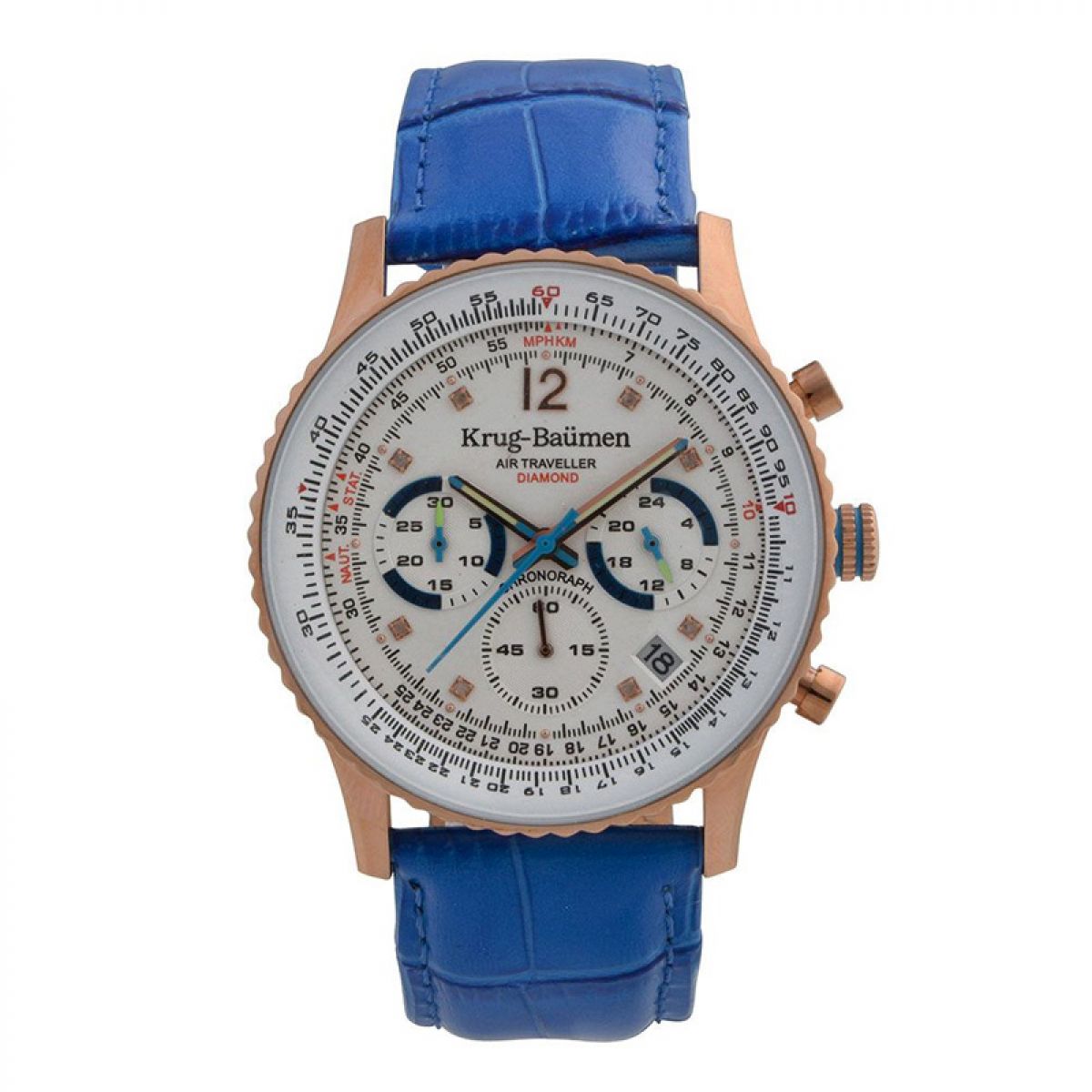 Krug Baumen 410703DS Air Traveller Diamond Heren Horloge 40mm