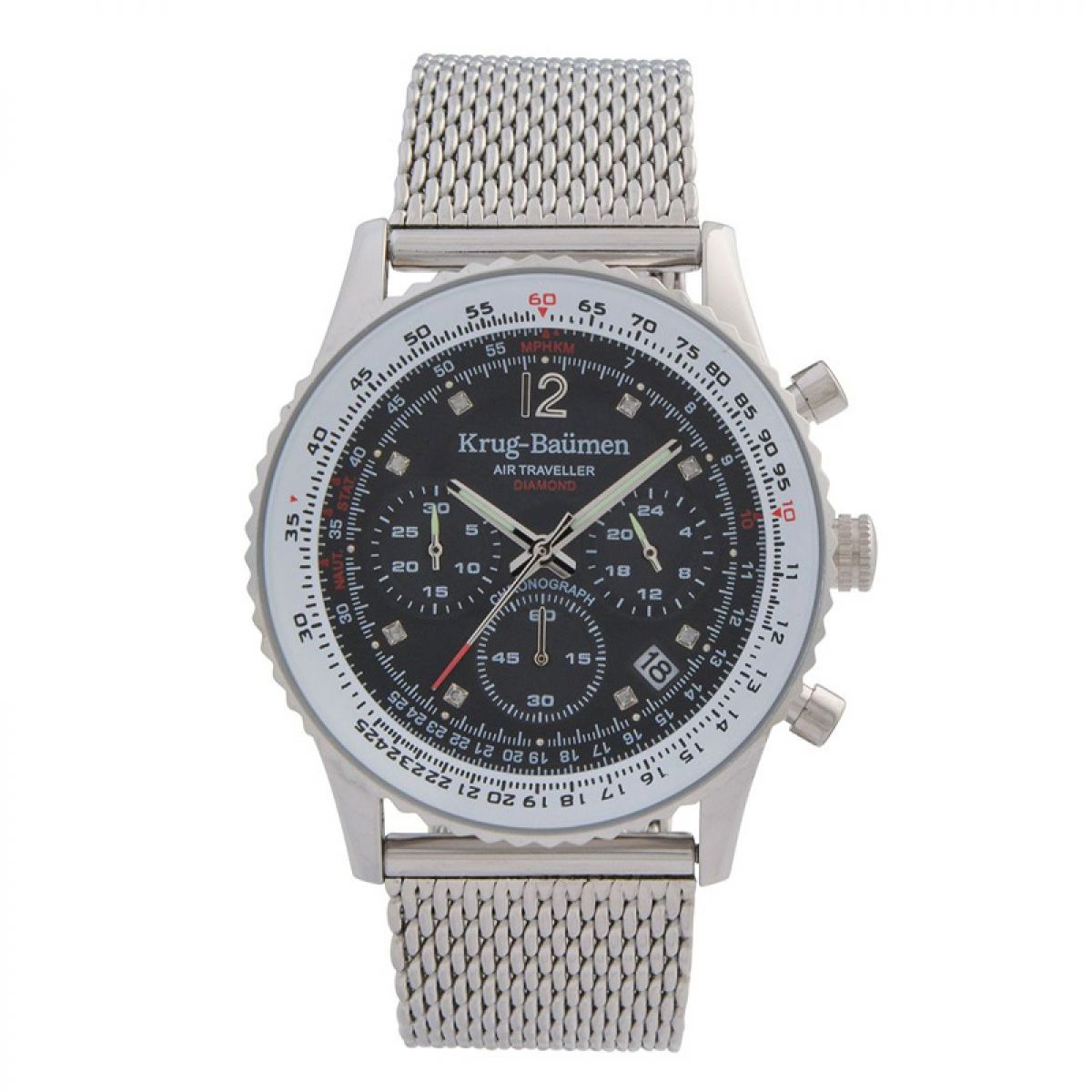 Krug Baumen 412303DS Air Traveller Diamond Heren Horloge 40mm
