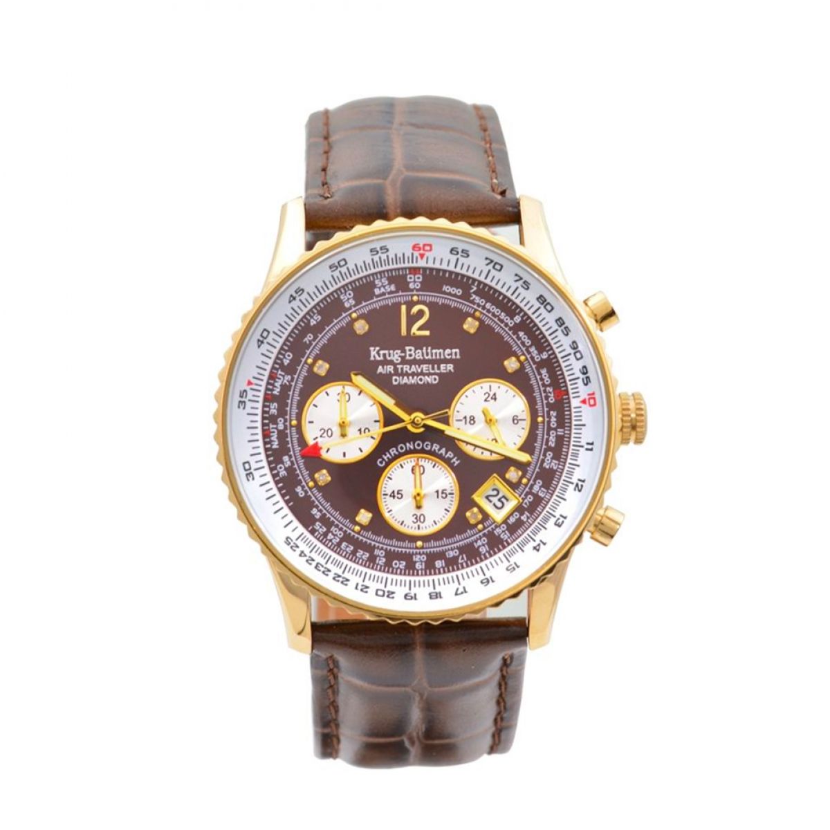 Krug Baumen Air Traveller Diamond 400213DS Heren Horloge 40mm 3 ATM