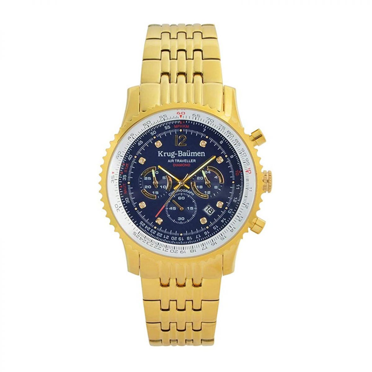 Krug-Baumen Air Traveller Diamond 46mm 610104DS Heren Horloge
