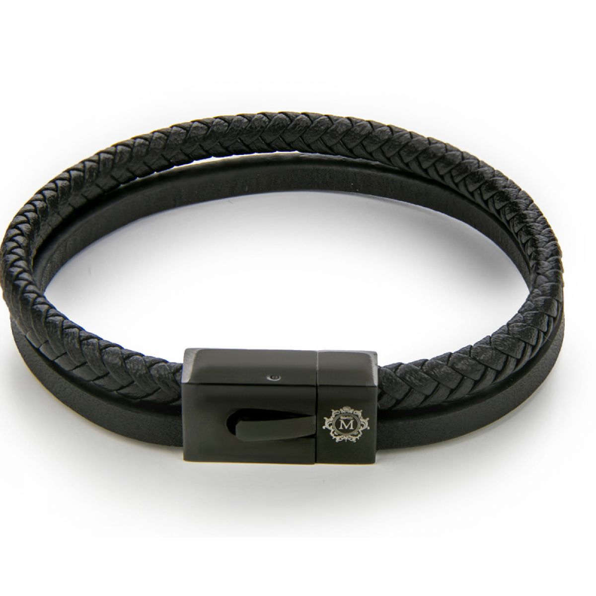 Monomen Men&apos;s Genuine Nappa Leather Bracelet MM10822BB