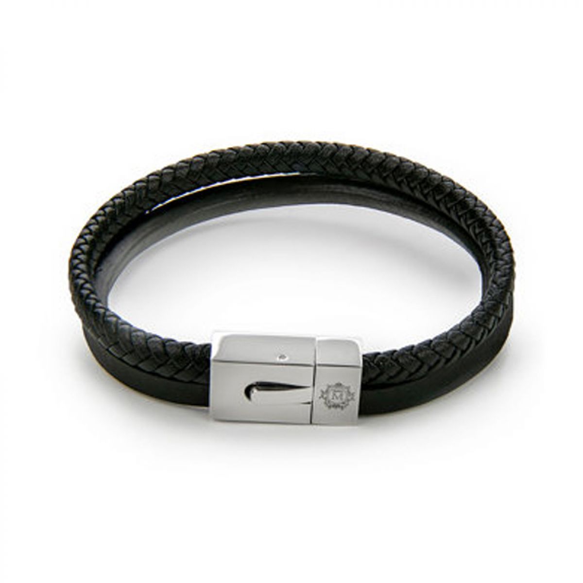 Monomen Men&apos;s Genuine Nappa Leather Bracelet MM10822SB