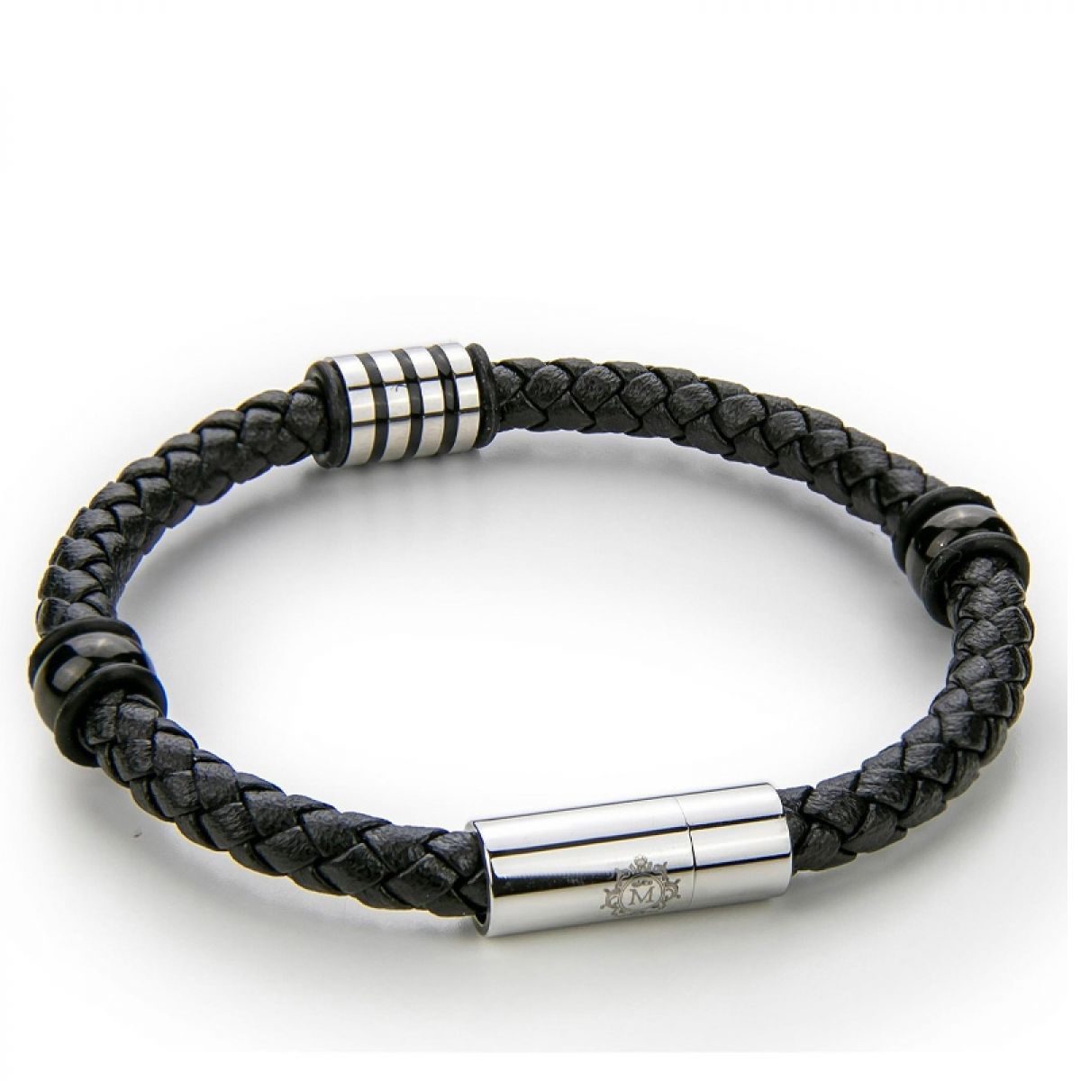 Monomen Men&apos;s Genuine Nappa Leather Bracelet MM10828SB