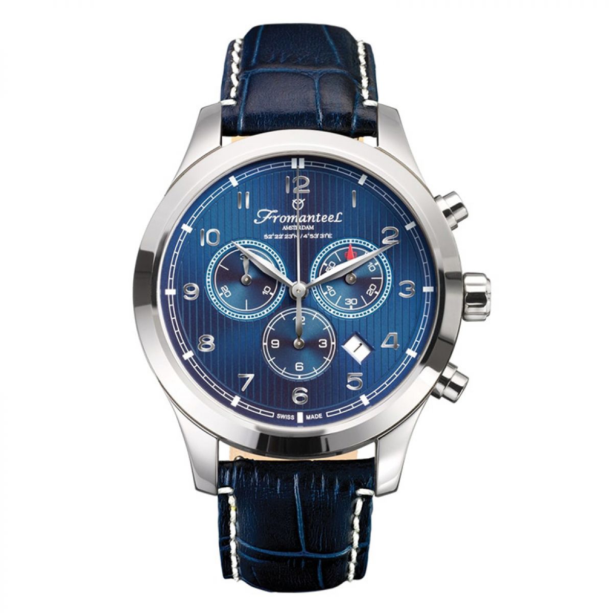 Refurbished Fromanteel Amsterdam Chrono Nautique Blue A-0243-011 Heren Horloge 42mm