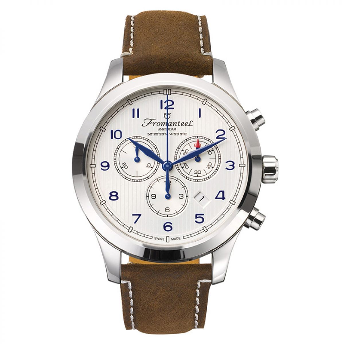 Refurbished Fromanteel Amsterdam Chrono Nautique White A-0242-014 Heren Horloge 42mm