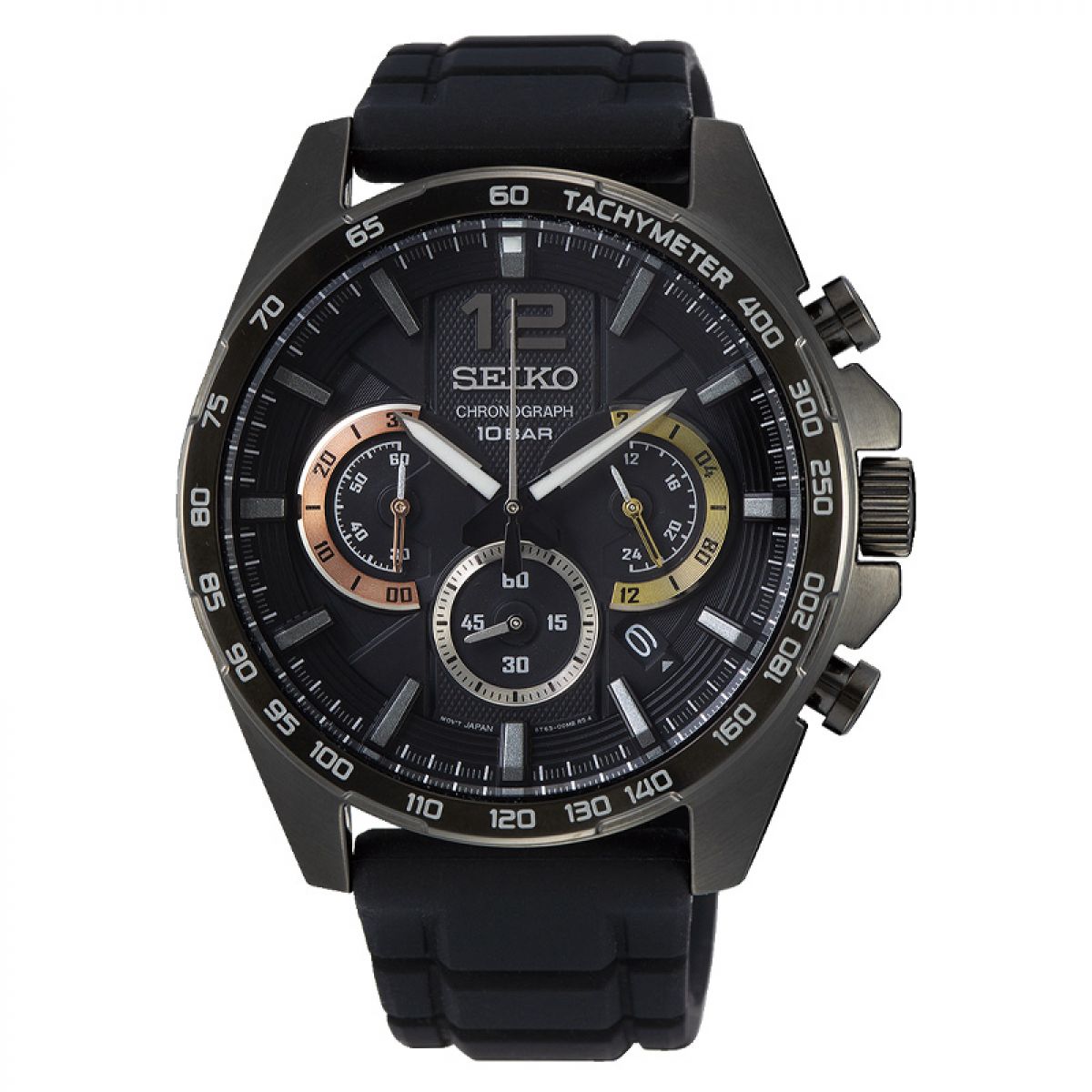 Seiko Chronograph 44MM men Black Steel | SSB349P1