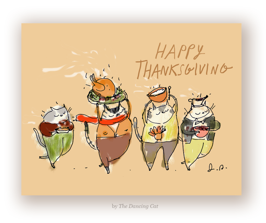 Happy Thanksgiving Cat Card | The Dancing Cat