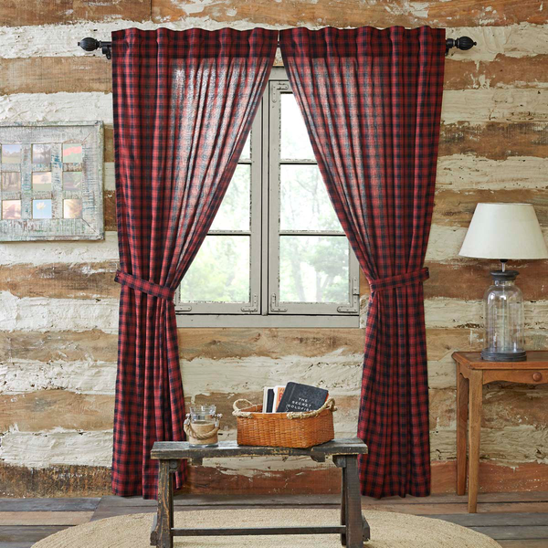 Cumberland Log Cabin Check Lined Curtain Panels Log Cabin Decor