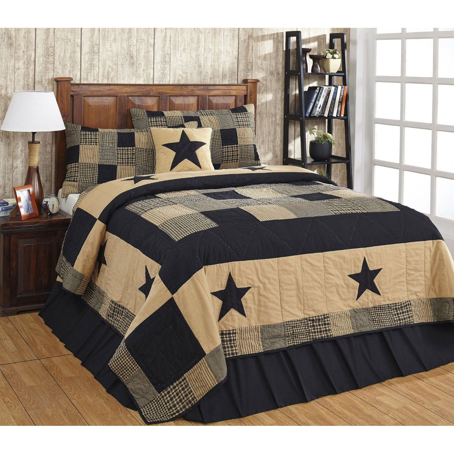 black quilted bedspread